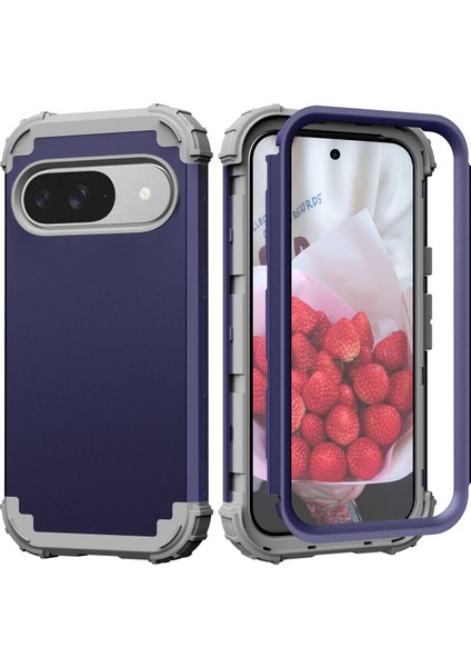Pixel 9 Için Yumuşak Silikon Sert Pc Tampon Telefon Kılıfı - Lacivert (Yurt Dışından)