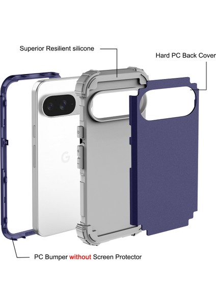 Pixel 9 Için Yumuşak Silikon Sert Pc Tampon Telefon Kılıfı - Lacivert (Yurt Dışından)