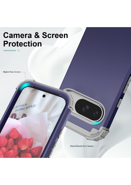 Pixel 9 Için Yumuşak Silikon Sert Pc Tampon Telefon Kılıfı - Lacivert (Yurt Dışından)