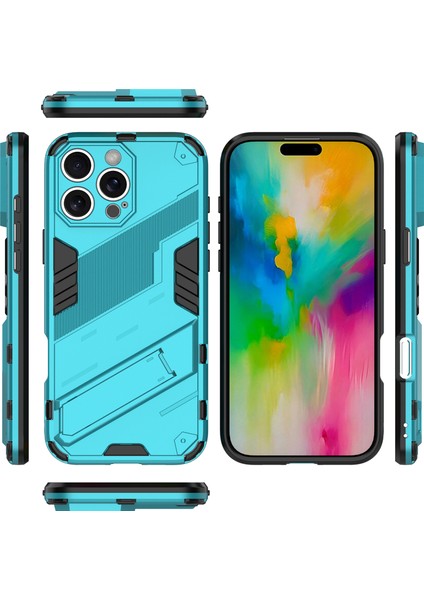 iPhone 16 Pro Max Için Sert Pc Tpu Tampon Hibrit Düşmeye Karşı Koruyucu Stand Telefon Kılıfı - Mavi (Yurt Dışından) modelleri