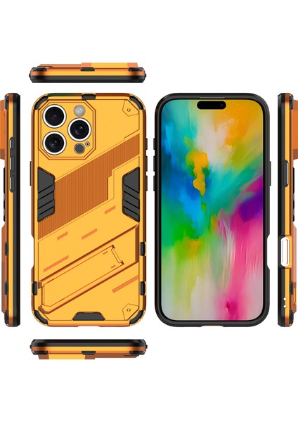 iPhone 16 Pro Max Için Sert Pc Tpu Tampon Hibrit Düşmeye Karşı Koruyucu Stand Telefon Kılıfı - Turuncu (Yurt Dışından) modelleri