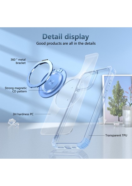 iPhone 16 Pro Için Magsafe Ring Stand Düşme Telefon Kılıfı ile Uyumlu - Mavi (Yurt Dışından) fiyatları