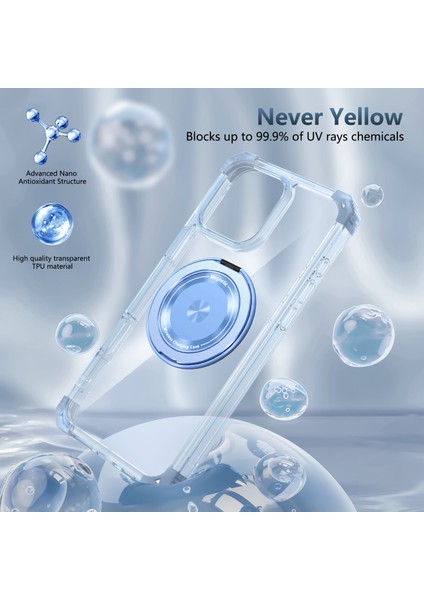 iPhone 16 Pro Için Magsafe Ring Stand Düşme Telefon Kılıfı ile Uyumlu - Mavi (Yurt Dışından) modelleri