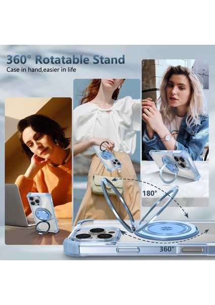 iPhone 16 Pro Için Magsafe Ring Stand Düşme Telefon Kılıfı ile Uyumlu - Mavi (Yurt Dışından) indirimleri