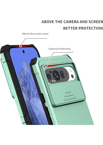 Pixel 9 Pro Xl Kayar Kamera Kapaklı Sağlam Standı Telefon Kılıfı - Yeşil - Turkuaz (Yurt Dışından) indirimleri