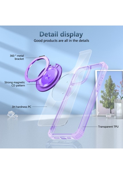 iPhone 16 Pro Için Magsafe Ring Stand Düşme Telefon Kılıfı ile Uyumlu - Mor (Yurt Dışından) fiyatları