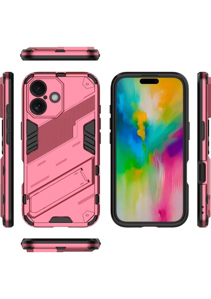 iPhone 16 Için Sert Pc Tpu Tampon Hibrit Düşmeye Karşı Koruyucu Stand Telefon Kılıfı - Sıcak Pembe (Yurt Dışından) modelleri