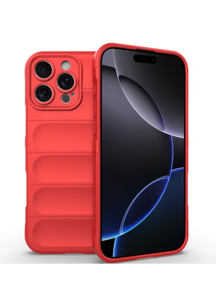 iPhone 16 Pro Için Yumuşak Kauçuk Şok Emici Telefon Kılıfı - Kırmızı (Yurt Dışından) fiyatları