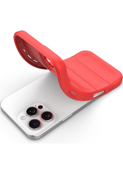 iPhone 16 Pro Için Yumuşak Kauçuk Şok Emici Telefon Kılıfı - Kırmızı (Yurt Dışından) fırsatları