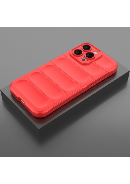iPhone 16 Pro Için Yumuşak Kauçuk Şok Emici Telefon Kılıfı - Kırmızı (Yurt Dışından) indirimleri