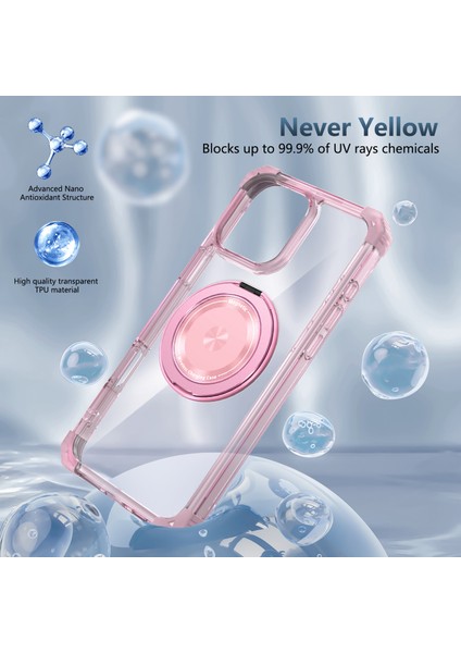 iPhone 16 Pro Için Magsafe Ring Stand Düşme Telefon Kılıfı ile Uyumlu - Pembe (Yurt Dışından) modelleri