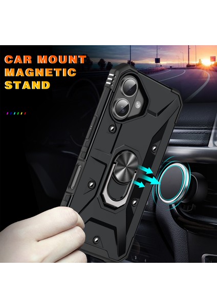 iPhone 16 Için Halka Tutucu Standlı Çift Katmanlı Telefon Kılıfı - Siyah (Yurt Dışından) modelleri