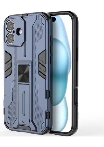 iPhone 16 Plus Için Çift Katmanlı Pc Tpu Bumper Hibrit Kaymaz Telefon Kılıfı - Lacivert (Yurt Dışından)