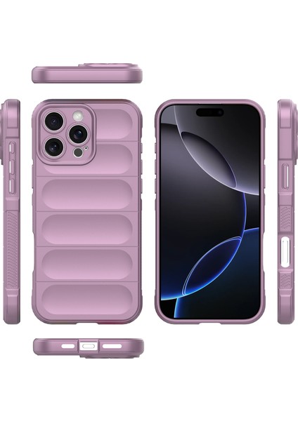 iPhone 16 Pro Max Için Yumuşak Kauçuk Şok Emici Telefon Kılıfı - Mor (Yurt Dışından) fırsatları