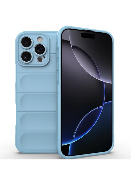 iPhone 16 Pro Max Için Yumuşak Kauçuk Şok Emici Telefon Kılıfı - Mavi (Yurt Dışından) fiyatları