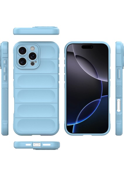 iPhone 16 Pro Max Için Yumuşak Kauçuk Şok Emici Telefon Kılıfı - Mavi (Yurt Dışından) modelleri