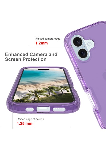 iPhone 16 Plus Için Hibrit Bumper Tam Koruma Telefon Kılıfı - Şeffaf Mor (Yurt Dışından) fırsatları