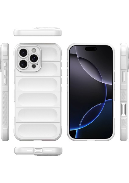 iPhone 16 Pro Max Için Yumuşak Kauçuk Şok Emici Telefon Kılıfı - Beyaz (Yurt Dışından) fırsatları
