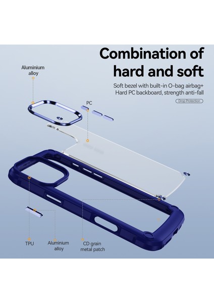 iPhone 16 Pro Için Şeffaf Sert Pc Tpu Tampon Telefon Kılıfı - Mavi (Yurt Dışından) modelleri