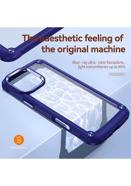 iPhone 16 Pro Için Şeffaf Sert Pc Tpu Tampon Telefon Kılıfı - Mavi (Yurt Dışından) fırsatları
