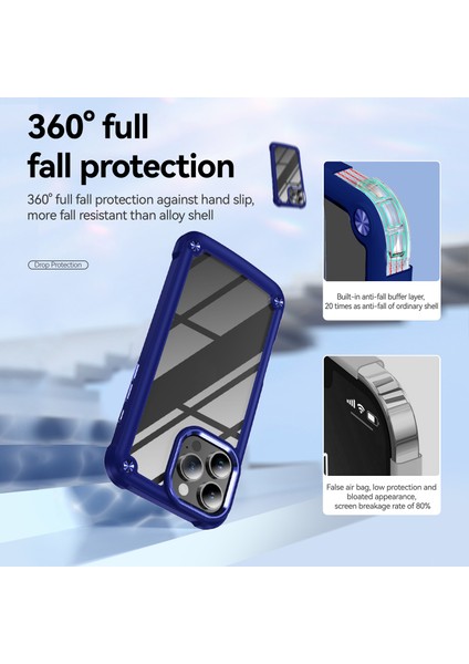 iPhone 16 Pro Için Şeffaf Sert Pc Tpu Tampon Telefon Kılıfı - Mavi (Yurt Dışından) indirimleri