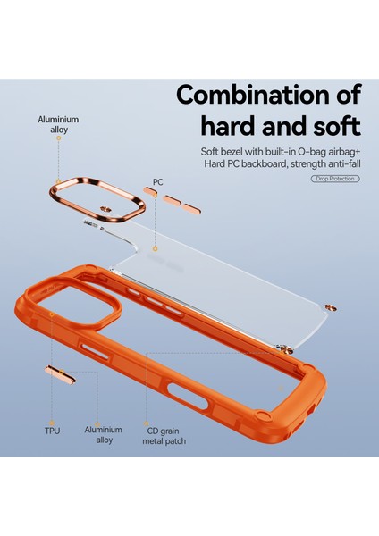 iPhone 16 Pro Için Şeffaf Sert Pc Tpu Tampon Telefon Kılıfı - Turuncu (Yurt Dışından) modelleri