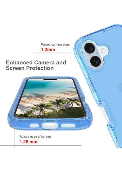 iPhone 16 Için Hibrit Bumper Tam Koruma Telefon Kılıfı - Gök Mavisi (Yurt Dışından) fırsatları