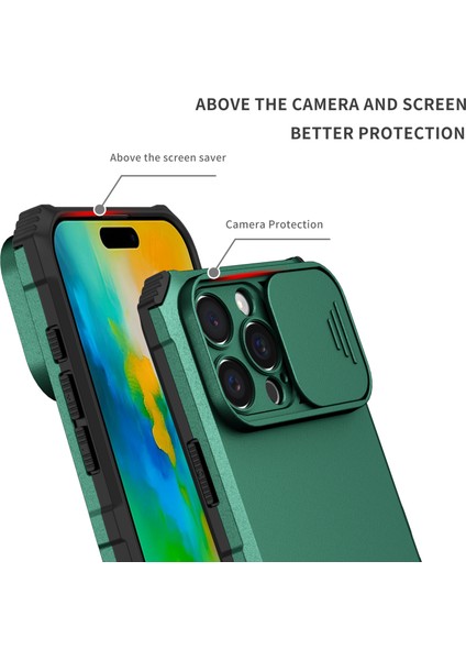 iPhone 16 Pro Max Kayar Kamera Kapaklı Sağlam Standı Telefon Kılıfı - Yeşil (Yurt Dışından) modelleri