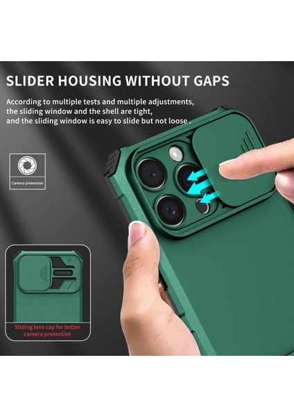 iPhone 16 Pro Max Kayar Kamera Kapaklı Sağlam Standı Telefon Kılıfı - Yeşil (Yurt Dışından) fırsatları