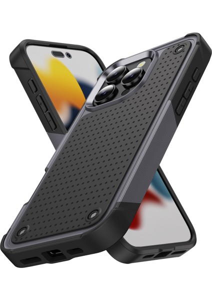 iPhone 16 Pro Max Için Hibrit 2'si 1 Arada Sert Pc Yumuşak Tpu Dayanıklı Telefon Kılıfı - Koyu Gri (Yurt Dışından)