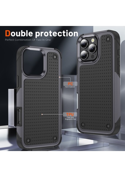 iPhone 16 Pro Max Için Hibrit 2'si 1 Arada Sert Pc Yumuşak Tpu Dayanıklı Telefon Kılıfı - Koyu Gri (Yurt Dışından) modelleri