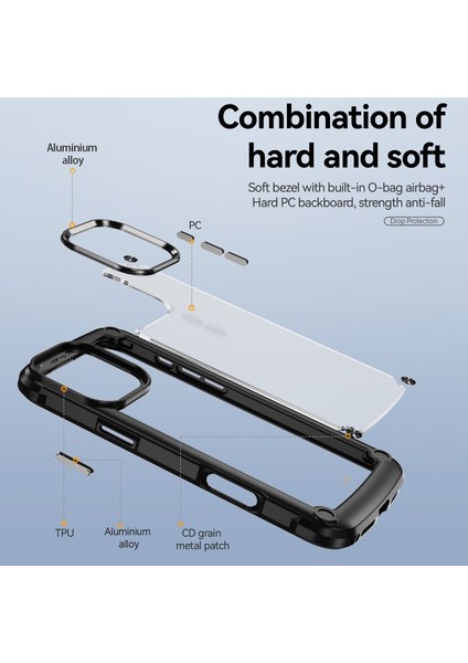 iPhone 16 Pro Için Şeffaf Sert Pc Tpu Tampon Telefon Kılıfı - Siyah (Yurt Dışından) modelleri