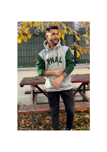Unisex Pnal Nakışlı Baskılı Içi Polarlı Oversize Kapüşonlu Kolej Hoodie Sweatshirt