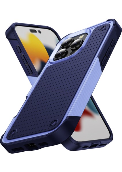 iPhone 16 Pro Max Için Hibrit 2'si 1 Arada Sert Pc Yumuşak Tpu Dayanıklı Telefon Kılıfı - Mor - Mavi (Yurt Dışından)