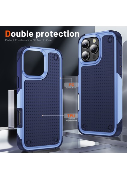 iPhone 16 Pro Max Için Hibrit 2'si 1 Arada Sert Pc Yumuşak Tpu Dayanıklı Telefon Kılıfı - Mor - Mavi (Yurt Dışından) modelleri