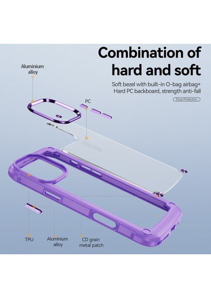 iPhone 16 Pro Için Şeffaf Sert Pc Tpu Tampon Telefon Kılıfı - Mor (Yurt Dışından) modelleri