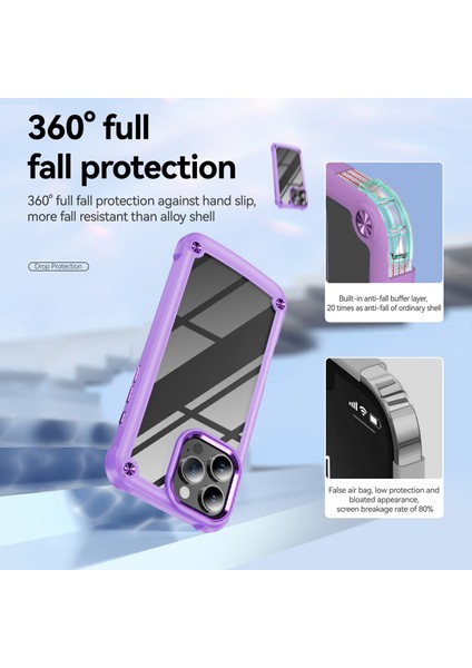 iPhone 16 Pro Için Şeffaf Sert Pc Tpu Tampon Telefon Kılıfı - Mor (Yurt Dışından) indirimleri