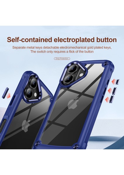iPhone 16 Plus Için Şeffaf Sert Pc Tpu Tampon Telefon Kılıfı - Mavi (Yurt Dışından)