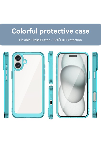 iPhone 16 Plus Için Şeffaf Pc Arka Tpu Tampon Telefon Kılıfı - Şeffaf Mavi (Yurt Dışından) fırsatları