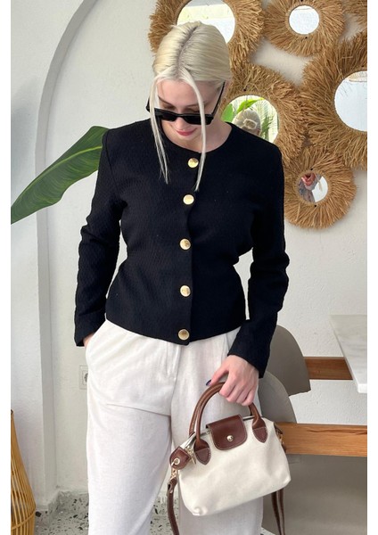 Siyah Kemerli ve Dokulu Kadın Ceket MG2209 indirimleri