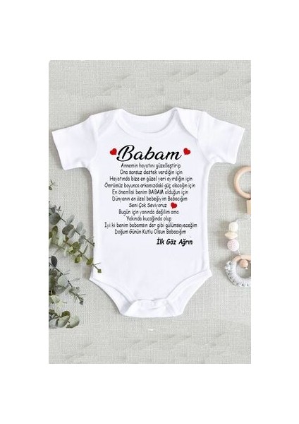 Doğmamış Bebek Baba Doğum Günü Mesajlı Zıbın Body