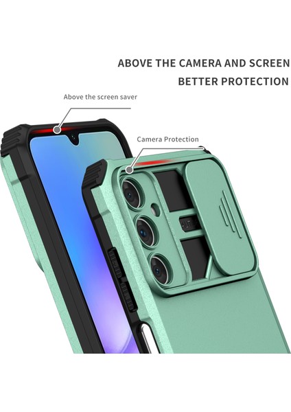 Samsung Galaxy A05S Kayar Kamera Kapaklı Sağlam Standı Telefon Kılıfı - Yeşil - Turkuaz (Yurt Dışından) modelleri