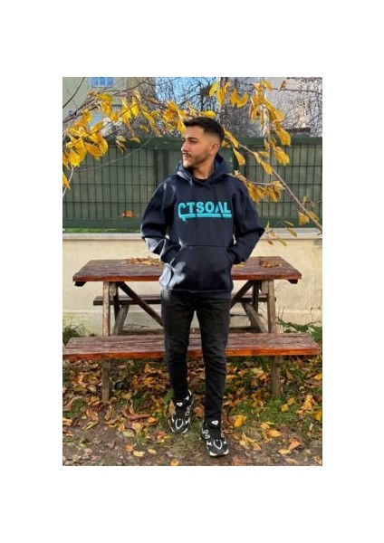 Unisex Çtsoal Nakışlı Baskılı Içi Polarlı Oversize Kapüşonlu Kolej Hoodie Sweatshirt fiyatları