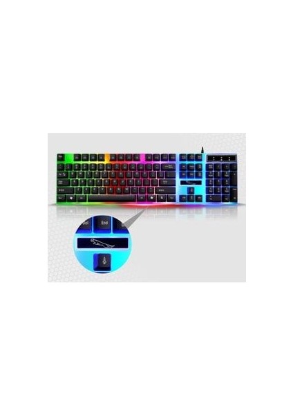 LED Işıklı Oyuncu Klavye Mouse Seti USB Girişli Kablolu J-1001