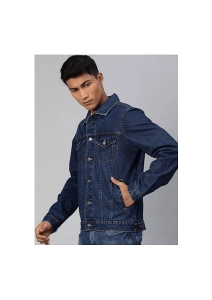 Erkek Lacivert Slim Fit Kot Ceket modelleri