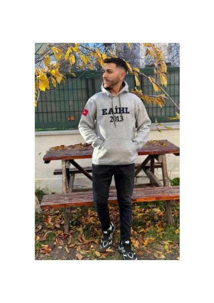Unisex Eaihl Nakışlı Baskılı Içi Polarlı Oversize Kapüşonlu Kolej Hoodie Sweatshirt fiyatları