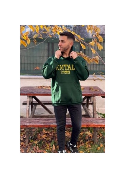 Unisex Kmtal Nakışlı Baskılı Içi Polarlı Oversize Kapüşonlu Kolej Hoodie Sweatshirt fırsatları