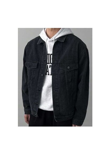 Erkek Antrasit Slim Fit Kot Ceket