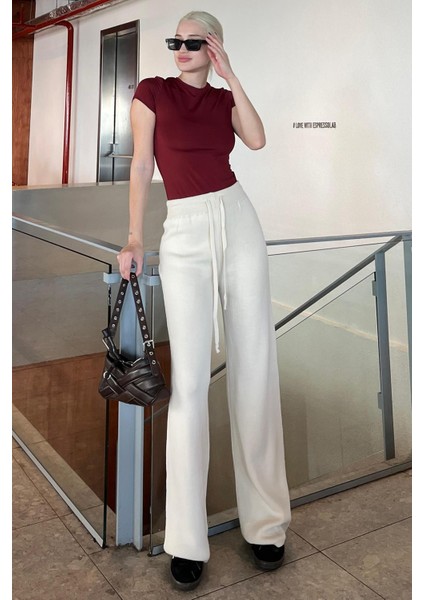 Bej Beli Ayarlanabilir Geniş Paça Pantolon MG2089