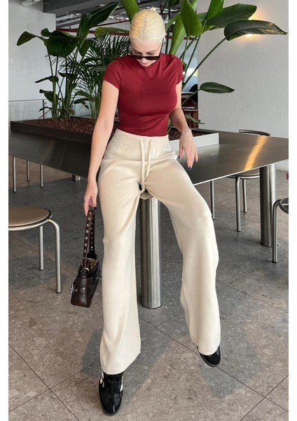 Bej Beli Ayarlanabilir Geniş Paça Pantolon MG2089 fiyatları